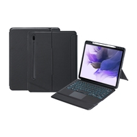 Murah grosir untuk Samsung Galaxy Tab S10 + / S9 FE + / S9 + Keyboard nirkabel Backlit lepas pasang casing kulit dengan Touchpad