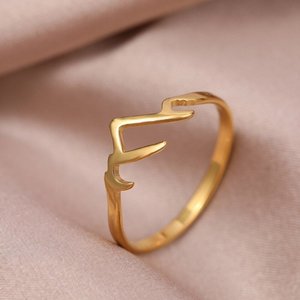 Roestvrijstalen 18K Vergulde Aangepaste Bergring, Minimalistische Bergsieraden Sierlijke Natuurring - Product Image 2