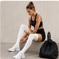 Chaussettes de compression pour femmes au-dessus du genou, soulagement de la fatigue, chaussettes sans couture