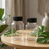 Bouteilles en plastique PET transparentes de 100 cc avec bouchon noir pour capsules, flacon à pilules en plastique, flacon à vitamines
