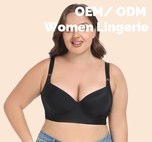 Soutien-gorge à armatures pour gros seins-Aile latérale élargie et push-up et surface satinée et bretelles réglables et taille plus (75- 105BCDEFG) - Product Image 5