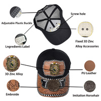 Gorra de Béisbol Unisex con Logo 3D de Metal Estilo Occidental, Gorra de Malla de Mezclilla y Lona Informal y Moderna para Pesca y Playa