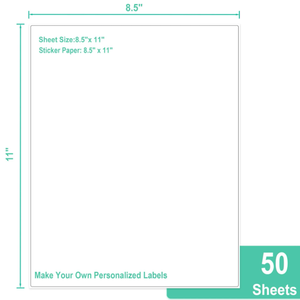 8.5x11 Inch Full Sheet Matte White Adhesive <b>Labels</b> BPA-Free Compatible with Laser & Inkjet <b>Printers</b> for Barcode Labeling - Product Image 2