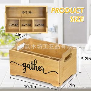 Wooden <b>Storage</b> <b>Box</b> For <b>Kitchen</b> Tableware Solid Wood With Handle Multi Purpose Organizer - Product Image 3