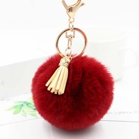 Promotionnel Pom Poms Porte-clés Fluffy Pompons Porte-clés Avec Gland Pendentifs pelucheux boule de fourrure gland moelleux bouffée porte-clés boule de fourrure