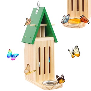 Mangeoire à papillons en bois pour jardin extérieur, habitat suspendu en bois de pin, forme rectangulaire, finition peinte - Product Image 1
