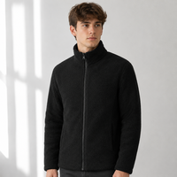 Veste technique en polaire pour homme, col roulé, fermeture éclair intégrale, couleur unie, décontractée, hiver, imperméable, écologique, personnalisable avec étiquette privée sur le devant