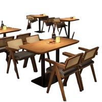 Table et chaises de bistrot modernes Martian BT806 Qingba, table à manger rectangulaire en bois massif pour 2 à 4 personnes, restaurant
