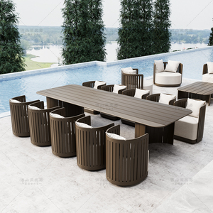 Luxo customizável alumínio jardim mobiliário mesa cadeira conjunto almofada impermeável para Outdoor Hotel Villa pátio Park jantar - Product Image 2