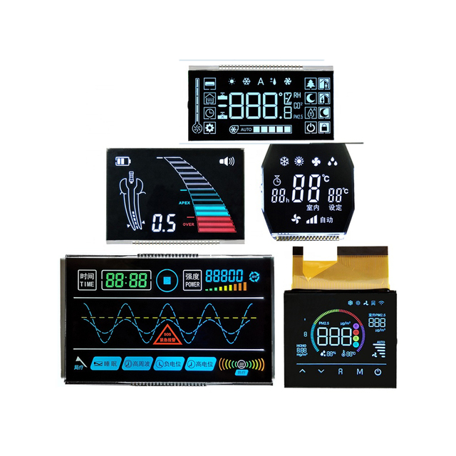 Huaxin Custom 8-Digit 7-Segment LCD Display Module VA/TN High Contrast Black Background Industrial Instrument Display OEM/ODM