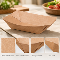 Plateau rectangulaire en carton imprimé sur mesure, jetable, écologique, biodégradable, pour salades, snacks, biscuits, vente en gros, à emporter