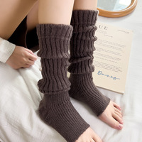 Chaussettes d'hiver pour femmes à bout ouvert, antidérapantes, respirantes, tricotées, couleur unie, usage quotidien