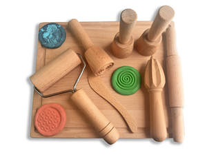 Ensemble d'outils de pâte à <span class=keywords><strong>modeler</strong></span> en bois Jouets <span class=keywords><strong>Montessori</strong></span> pour enfants, outils d'argile à <span class=keywords><strong>modeler</strong></span>, argile sèche à l'air - Product Image 2