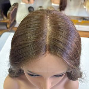 Peluca de Cabello Humano Virgen Europeo con Frente de Encaje y Parte Superior de Monofilamento, Hecha a Mano, Peluca Médica Completa para <span class=keywords><strong>Mujer</strong></span> - Product Image 1