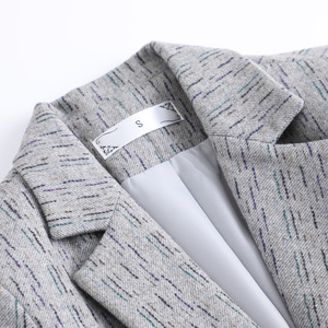 Women's Blazer Light Gray Stripe Polyester Anti-Wrinkle Spring Autumn Style - Product Image 3