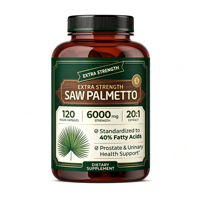 Capsules végétaliennes à marque privée OEM, extrait de palmier nain 20:1 extra fort 6000mg pour la santé de la prostate et urinaire