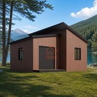 Maison de vacances moderne en bois préfabriqué |   Chalet modulaire en conteneur sur le bord du lac, toit incliné imperméable