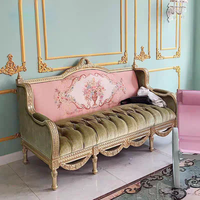 Ensemble de canapés en bois sculpté à la main, style classique italien, luxe antique royal, pour salon, maison, villa, appartement