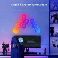 Paneles de Luz RGB Hexagonales en Forma de Panal, Lámpara de Pared con Tecnología Quantum Splicing, Soporte para Dimmer, Sensor de Sonido, Decoración para Sala de Juegos, Recargable por USB y CA