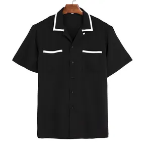 Camisa de lino de manga corta para hombre, Tops de playa cubanos, camisas de bolsillo, ropa de ayabera