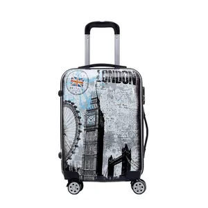 Bolsas de equipaje ligeras personalizadas de alta calidad de 20, 24 y 28 pulgadas, Maleta de viaje ABS + PC, equipaje rígido con impresión