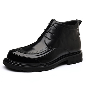 Men Genuine Leather <b>Ankle</b> Boots Round Toe Warm Plush Lining Rubber Outsole Winter Snow Boots - Product Image 5