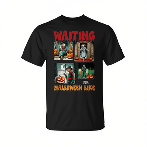 T-shirt « Waiting For Halloween Like Killers » avec scène de film d'horreur - Product Image 2