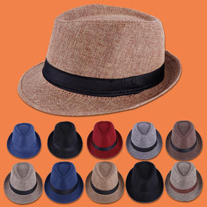 Chapeau haut de forme de couleur unie en lin de style Jazz Hat <span class=keywords><strong>pour</strong></span> hommes et femmes dans un couple de <span class=keywords><strong>pare</strong></span>-<span class=keywords><strong>soleil</strong></span> - Product Image 5