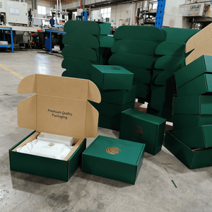 Sinh thái thân thiện màu xanh đậm sóng hộp giấy chăm sóc da bưu phẩm sản phẩm mỹ phẩm hậu cần bao bì vận chuyển hộp với logo in - Product Image 1