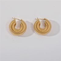 JOOLIM High Quality 18K Gold Plated Snail Hollow Hoop Earrings for Women Stainless Steel Chunky Earrings Wholesale