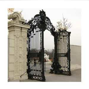 Simple garden antique large iron gate design with decoration craft NTIRG-019L