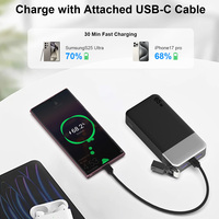 Chargeur portable Nobis 65W PD à charge rapide, 20000mAh haute capacité, écran LED, pour téléphone et ordinateur portable, avec câble 2 en 1