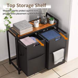 Organizador de Lavandería para Baño, 2 Bolsas Extraíbles para Clasificar la Ropa, Cesto para Ropa Sucia - Product Image 5