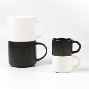 Tasse à café expresso en céramique, café en vrac, blanc et noir mat, avec logo personnalisé - Product Image 1