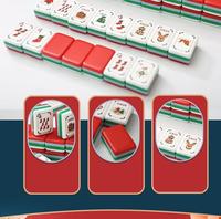 Ensemble de Mahjong Américain de Noël Bicolore Rouge Automatique Écologique en Acrylique Multi-couches 160 Tuiles Personnalisé Père Noël Renne