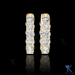 Custom Lab Grown CVD HPHT Diamond U Prong Single Row <b>Hoop</b> <b>Earrings</b> Snap Back 14K/18K <b>Solid</b> Gold Wedding & Party Women's Jewelry - Product Image 2
