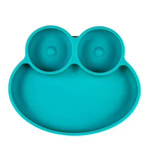 厂家批发软防滑耐热儿童硅胶圆形分体婴儿餐盘
