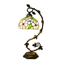 Lampe de table moderne en verre teinté avec base en métal en forme de feuille, AC E26, pour petit espace, chambre, hôtel, projet commercial, bureau