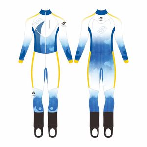 Combinaisons de ski <span class=keywords><strong>alpin</strong></span> pour compétition, imprimées par transfert thermique, en Spandex/Polyester Rip-Stop, imperméables 10 000 mm, coupe-vent, 320 g, avec fermeture éclair - Product Image 2