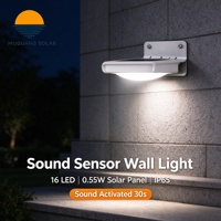 Applique murale solaire 1W avec capteur sonore et de luminosité, portée de détection 3-5m, 16 LED, étanche IP65, en aluminium, pour porte et jardin