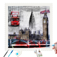 Peinture Diamant 5D Personnalisée en Acrylique, Vente en Gros, Scène Urbaine Britannique, Kit d'Art Diamant en Résine, Style Européen pour Décoration de Chambre