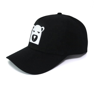 Luxury Unisex Design your own logo 5 Panel Black Cotton Flat Embroider Logo Black plastic buckle Baseball Cap Hat