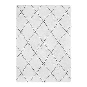 Salon fausse fourrure laine style nordique zone nouée à la main damier marocain tapis berbère - Product Image 3