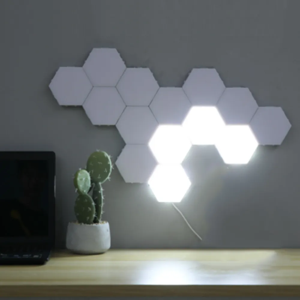 Creative Decoration Touch Sensor LED Wall Panels Lamp Hexagonal Light Touch Sensitive, Magnetic Honeycomb Modular Touch Lights