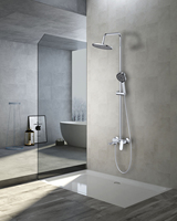 Système de douche mural moderne 3 fonctions en laiton chromé avec douchette de pluie, bec de baignoire orientable et douchette à main
