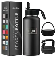 Stainless Steel Insulated Water Bottle, Canteen 3 Lids