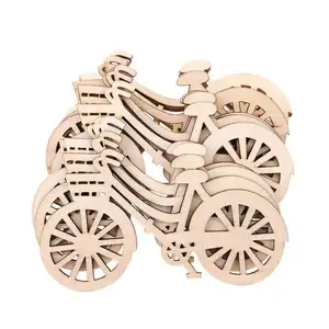 TaiLai Wooden Bicycle Ornaments DIY Handmade Bike Cutout Veneers Slices Crafts for Home Christmas Birthday Engagement Festival.