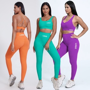 Conjunto de Ropa de Yoga de Gran Venta Lulu con Espalda Cruzada, Sujetador Deportivo Sexy Acolchado y Pantalones de Yoga con Efecto Levanta Glúteos, Conjunto de Sujetador y Leggings para Gimnasio y Fitness - Product Image 1