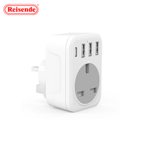 Reisende 17W Max Smart IC Travel Socket 10A 250V UK Plug Adapter 3 Ports USB 1 Type-C SDK Enabled Ignifuge Housing Overload