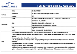 Controlador LED de Corriente Constante EAGLERISE FLS-42-1050 Azul LD-CSB ADV 42W 150‑1050mA Casambi, Regulable por Pulsación, AC198‑264Vac IP - Product Image 3